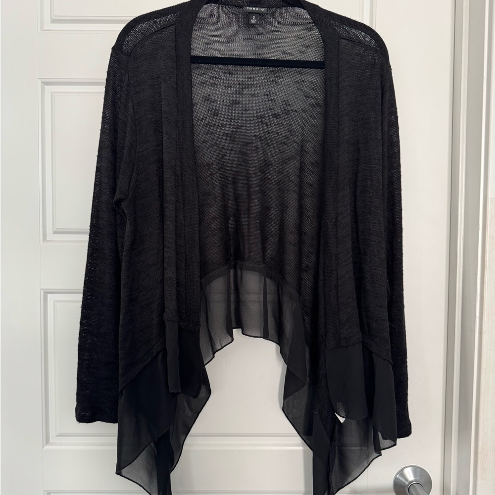 Torrid Black Sheer flowy sweater cardigan size 0 Large